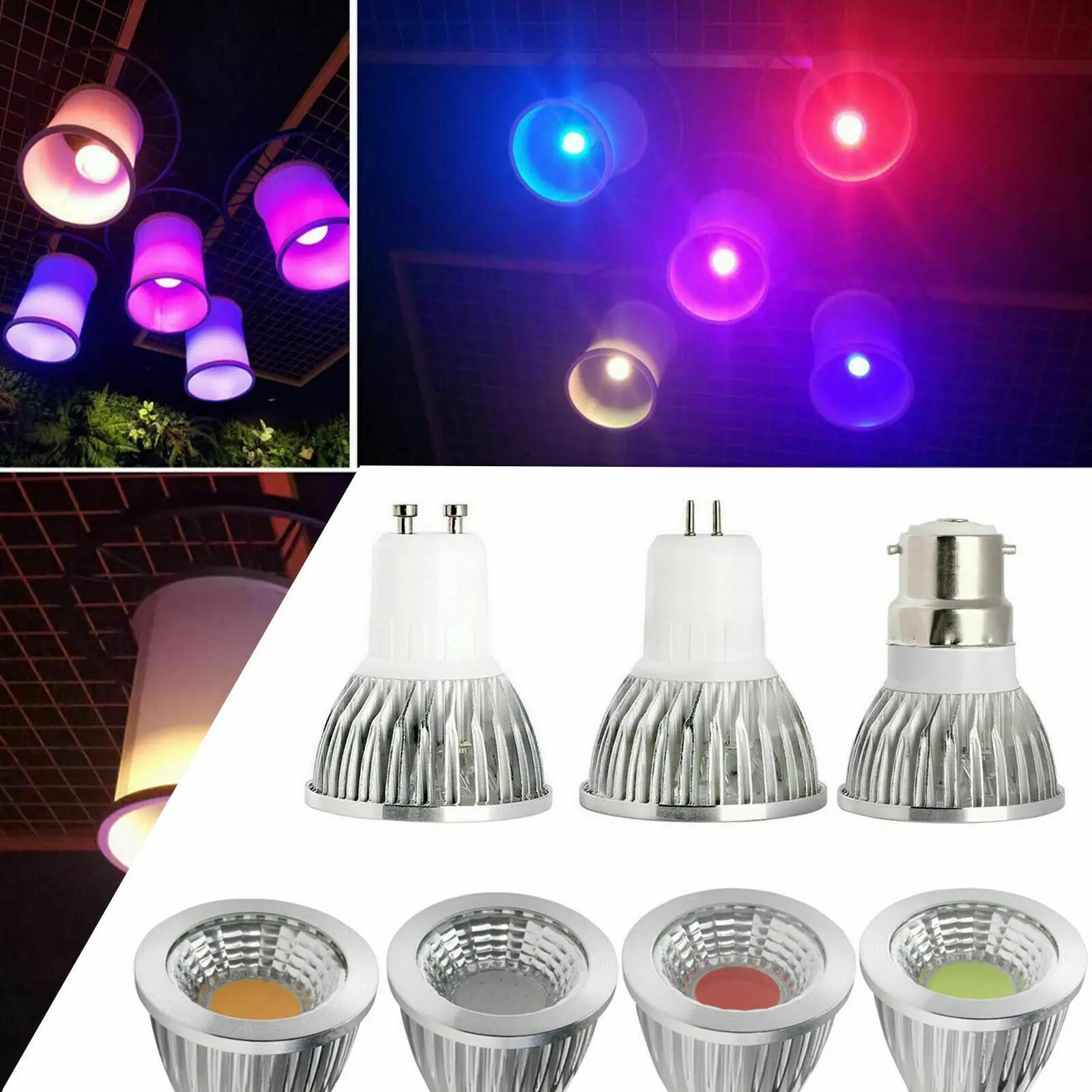 6W 9W 12W COB LED Spotlight E12 E14 E27 B22 GU10 GU5.3 Bulb Energy Saving Ultra Bright Lamp Colorful Home Light 110V 220V 240V