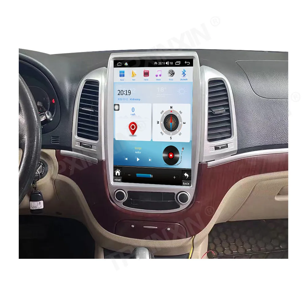 GPS Navigation 9 Inch Vertial Screen Android 13 Car Radio For Hyundai Santa Fe 2006-2012 4G Auto Stereo Multimedia Radio Player