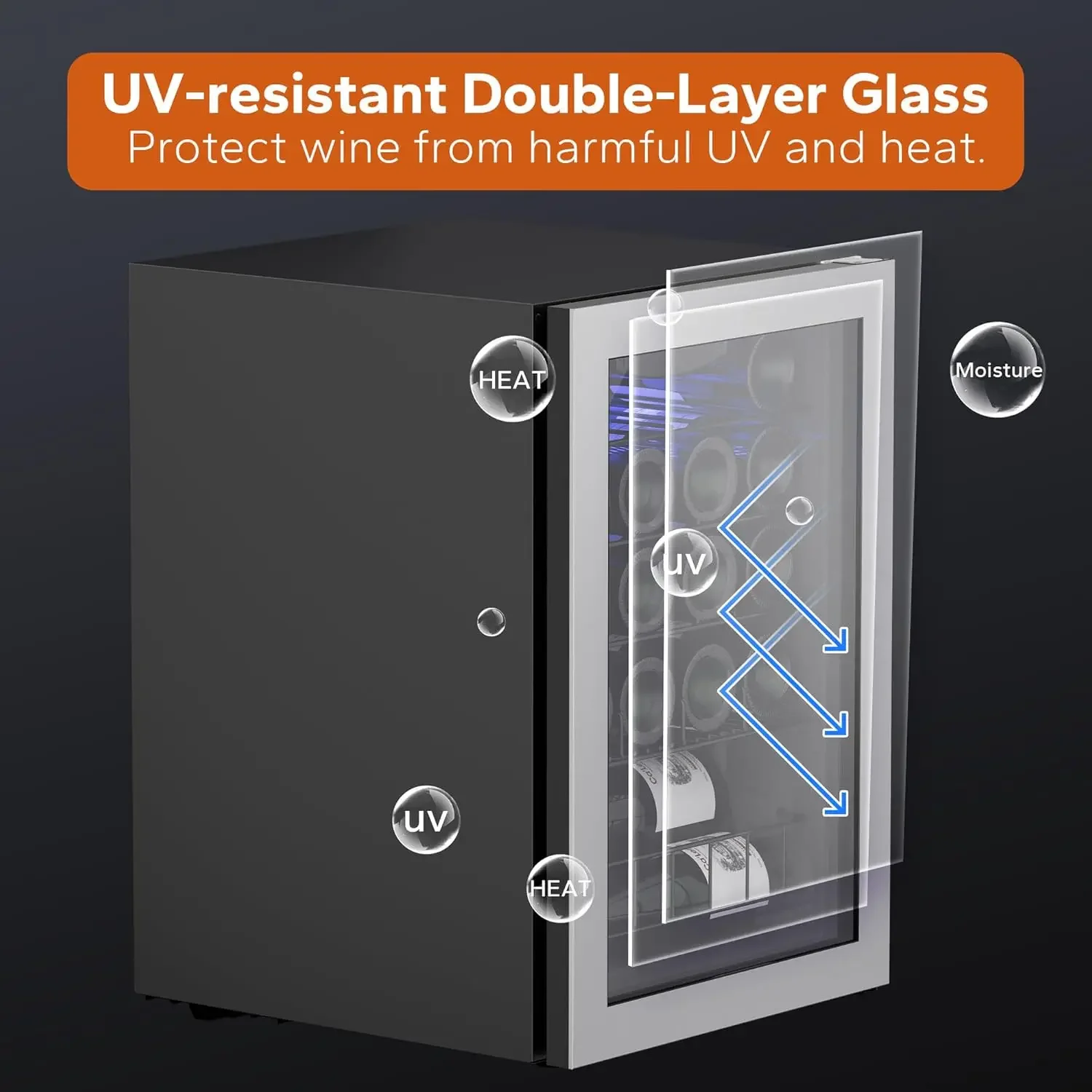 Wine Fridge, 20 Bottles Wine Cooler with Digital 38-65℉ Temper Control, Wine Cooler Refrigerator Freestanding and Unde