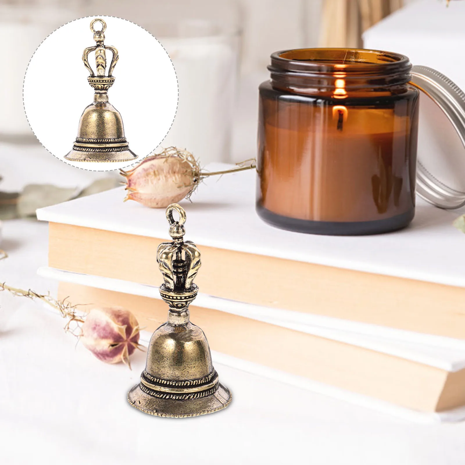 

Vintage Style Bell Home Decor Desktop Ornament Portable Teaching Equipment School Hotel Restaurant Party Gift