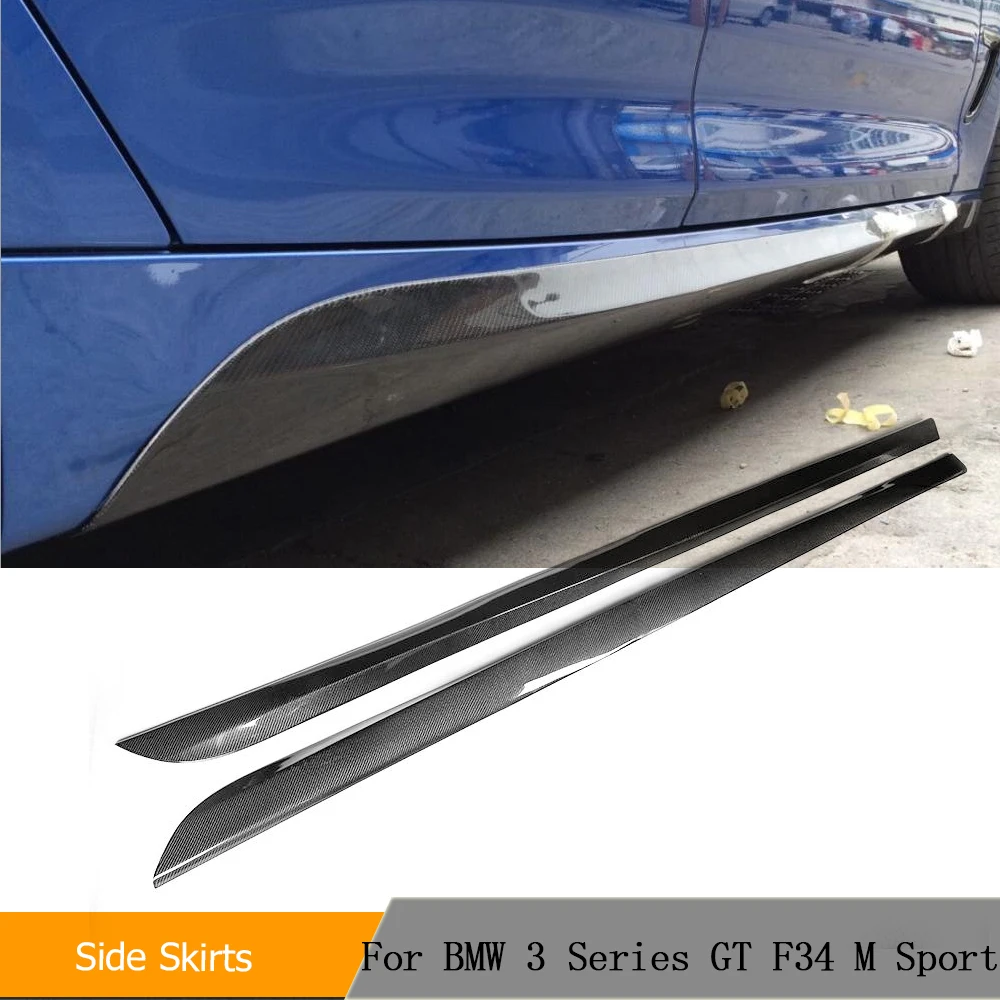 Carbon Fiber Auto side skirts Aprons kit for BMW 3 Series GT F34 M Sport Bumper 4-Door 2014-2017 Car Styling Side Extension FRP