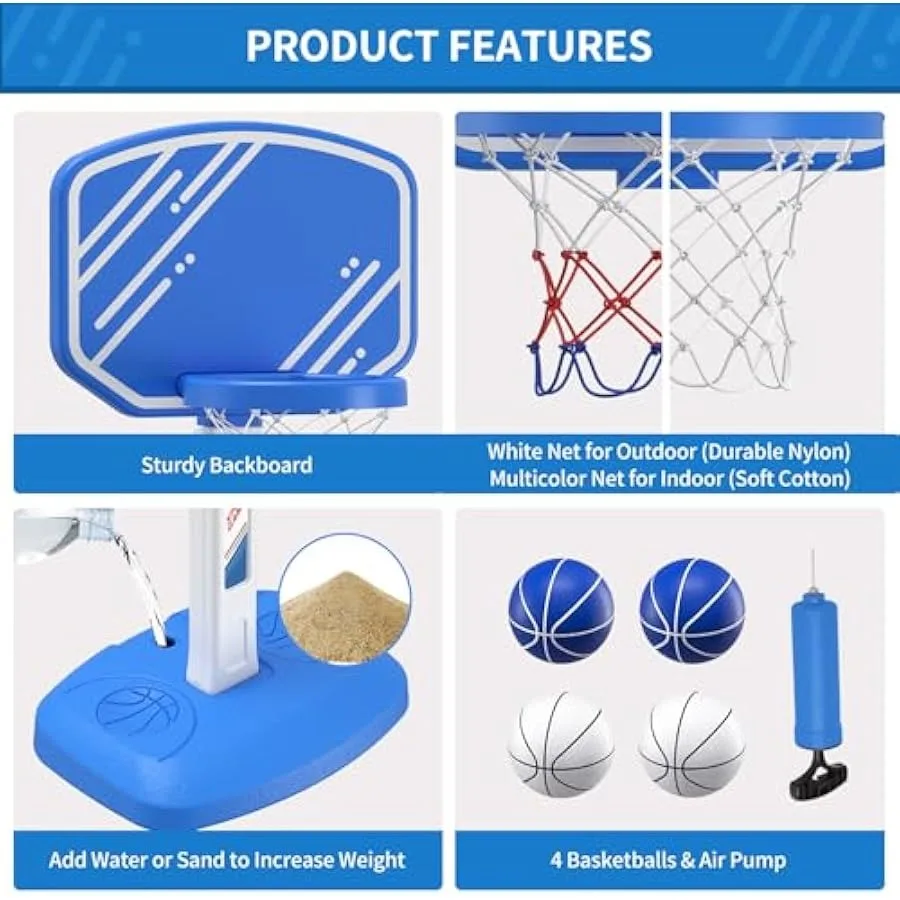 Argola de basquete ajustável para crianças, cesta de basquete com bolas, mini gol de basquete, brinquedos esportivos, natal bi