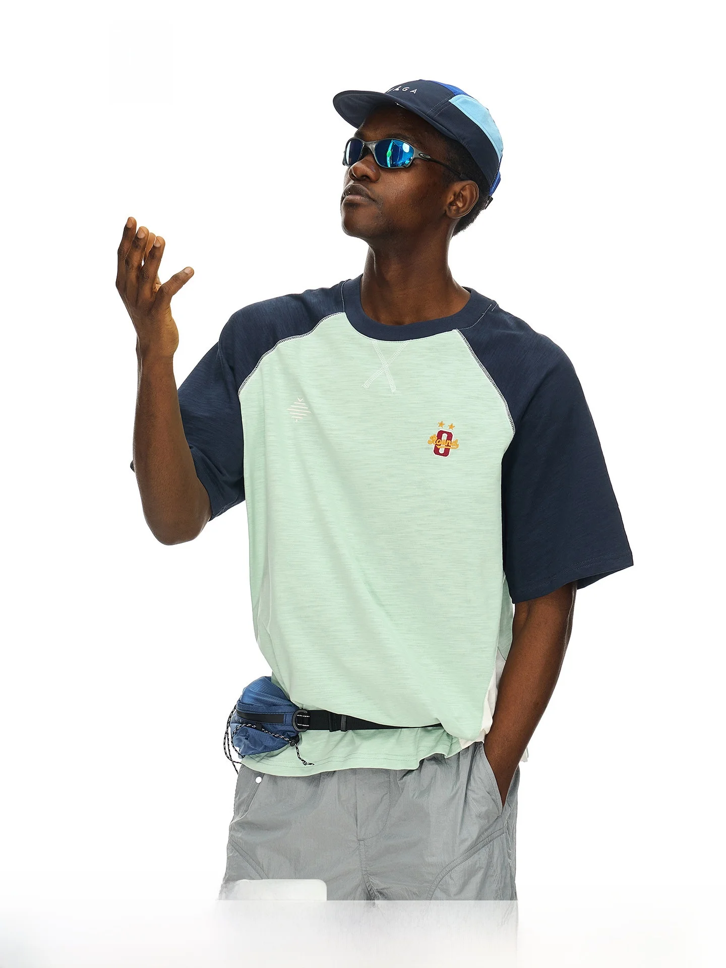 Artannie Outdoor Hассu Line Color Block Short Sleeve Men's T-shirt Loose Couple Matching Summer New American Style Cotton Tee