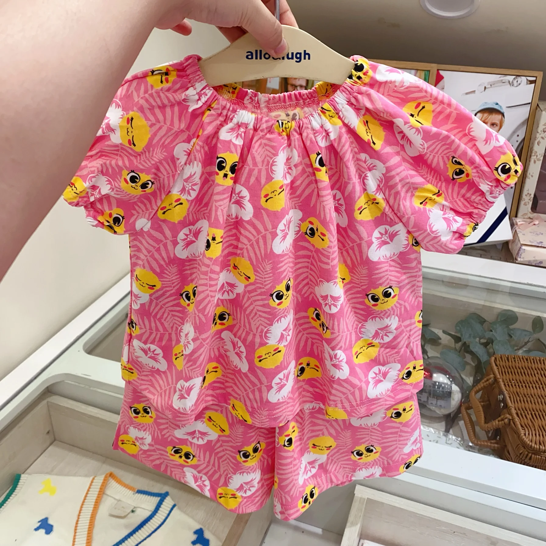 Baby Clothing In Summer - Leuke cartoon bedrukte glimlachende gezichtjes korte