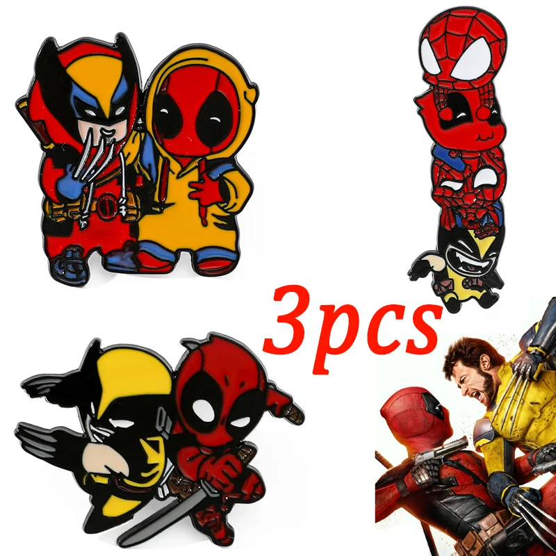 

Marvel Movie Deadpool and Wolverine Metal Enamel Pin Creative Cartoon Anime Badge Clothes Brooch Backpack Accessories Gift