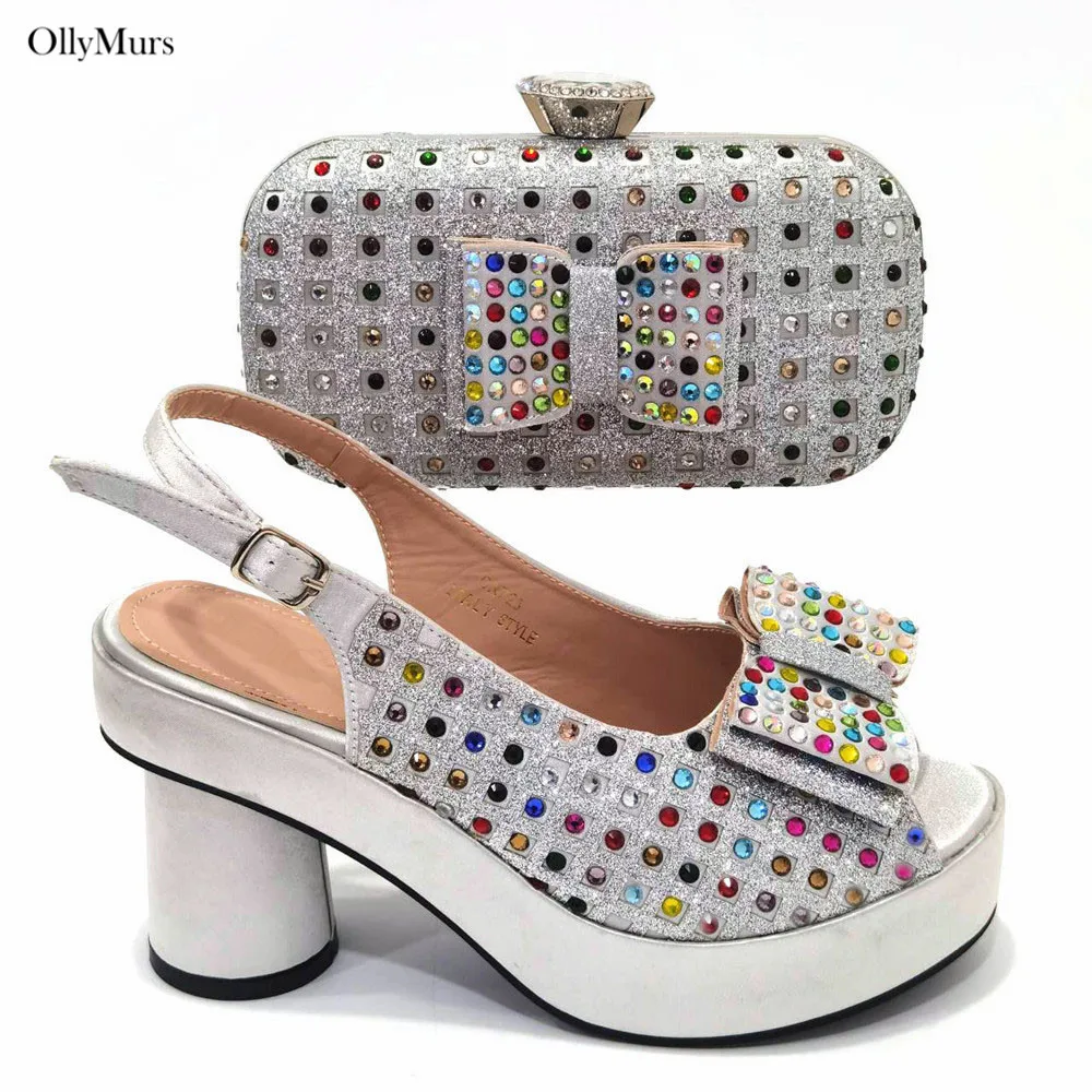 

Latest Italian Fashion High Heels Shoes And Bag Set For Wedding Party African Women Shoes And Matching Bag Set Size 37-42