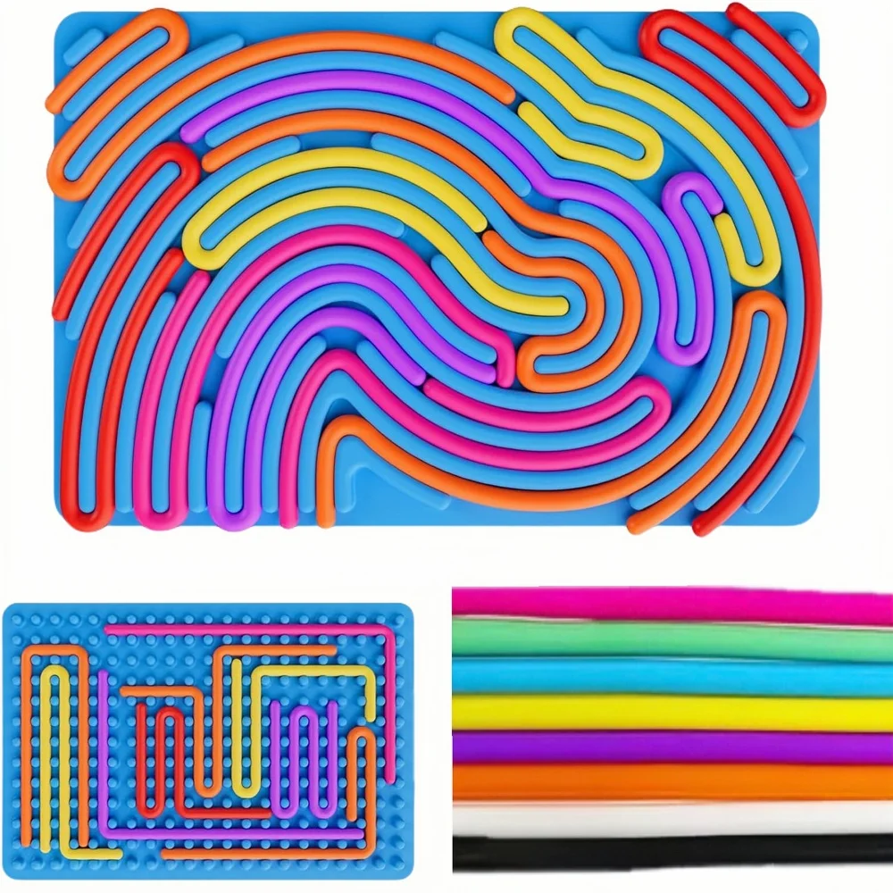 Kid Sensory Activity Board Sensory Activity Board 2 in1 Silicone Fidget Toy Double-Sided for Calming Stress Anxiety ADHD Autism