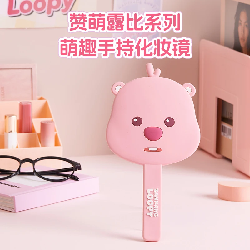 MINISO Kawaii Loopy Series Cartoon Handheld Makeup Mirror Anime Girly Heart Cute Portable High Definition Makeup Mirror