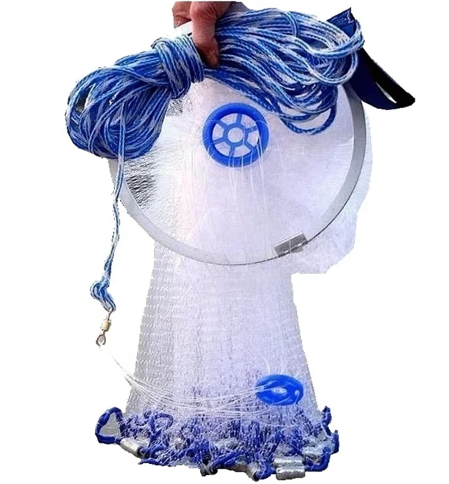 

12ft Seawater Fishing Bait Net with Heavy Real Lead Weight, Suitable for Bait Traps with 3/8-inch Mesh Size