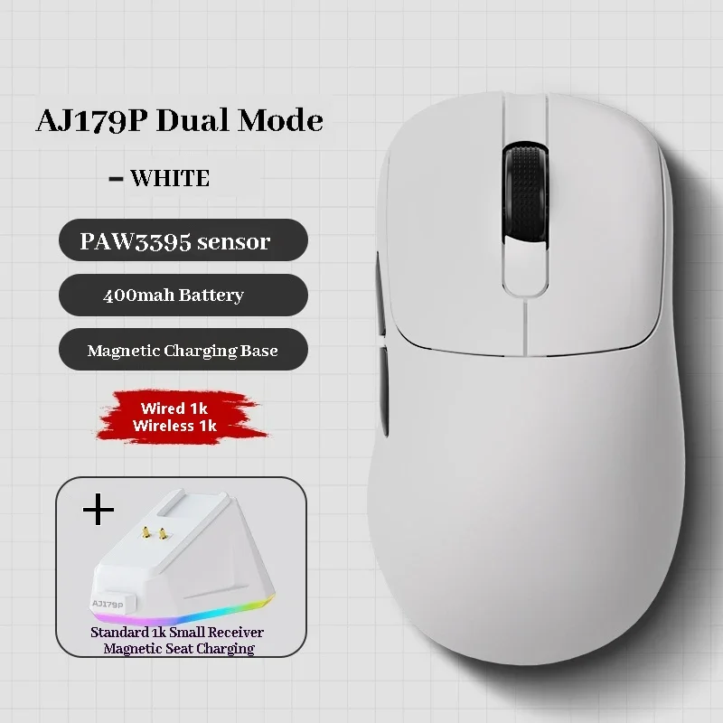AJAZZ AJ179P PAW3950 30000DPI 8Khz Wireless Gaming Mouse Right Handed Ergonomic Mouse with RGB Magnetic Screen Charging Base