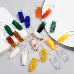 FishSheep Creative Geometric Resin Cicada Drop Earrings for Women Funny Animal Acrylic Multi Color Pendent Earring Jewelry Gifts