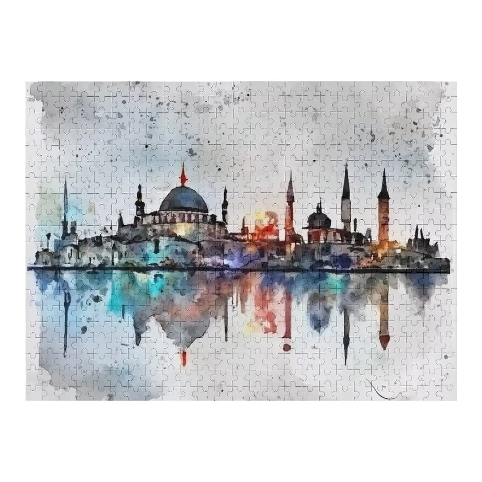 

Istanbul skyline Türkiye abstract art Jigsaw Puzzle Wooden Boxes With Personalized Photo Christmas Toys Toddler Toys Puzzle