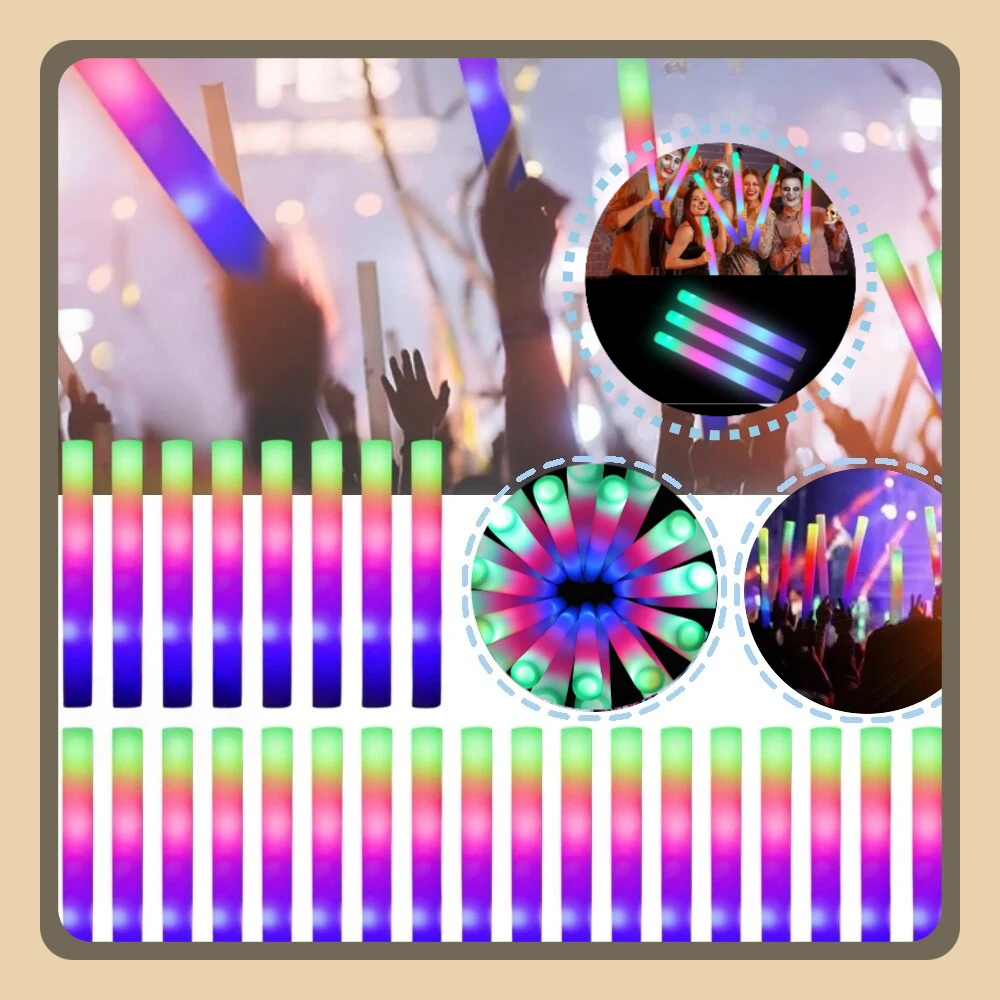 

30 шт. светодиодные пенопластовые палочки, сувениры для вечеринок для детей, светящиеся палочки, светящиеся палочки, 3 режима, красочные мигающие палочки для вечеринки