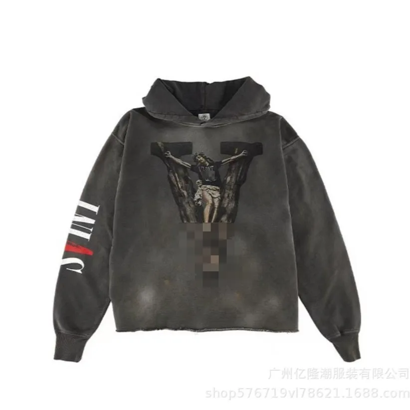 Washed Loose Men's And Women's Saint Michael American Retro Portrait Hoodie Sweatshirt Casual Comfortable Streetwear #2