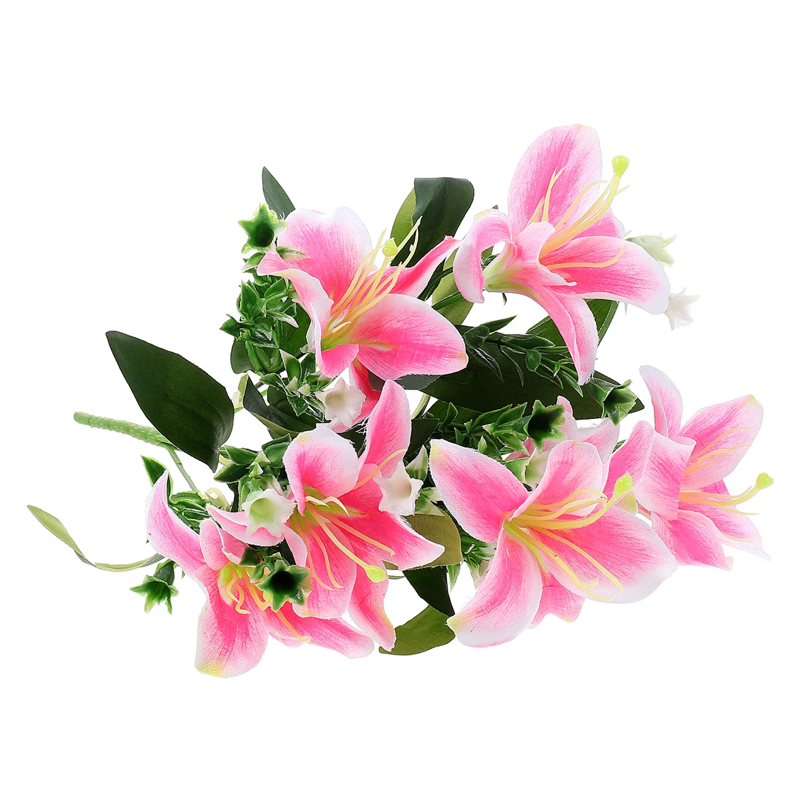 

Artificial Lily Flower Decorative Fake Flower Plastic Greenery Wedding Party Stage Prop Realistic Lifelike Ornamental Lily