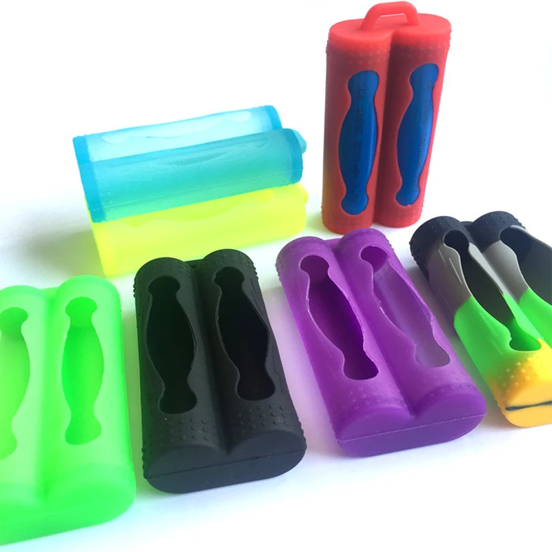 【C】Double Silicone Sleeve Cover Case For 18650 Battery Protective Bag Pouch Battery Storage Box Silicone Shockproof Case