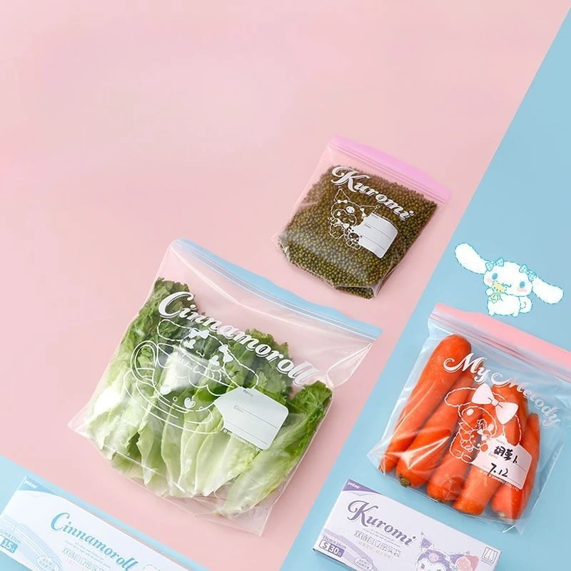 サンリオ クロミ シナモロール 漫画 ダブルチェーン 自己密封 食品グレード 鮮度保持袋 冷蔵庫 冷蔵保存袋