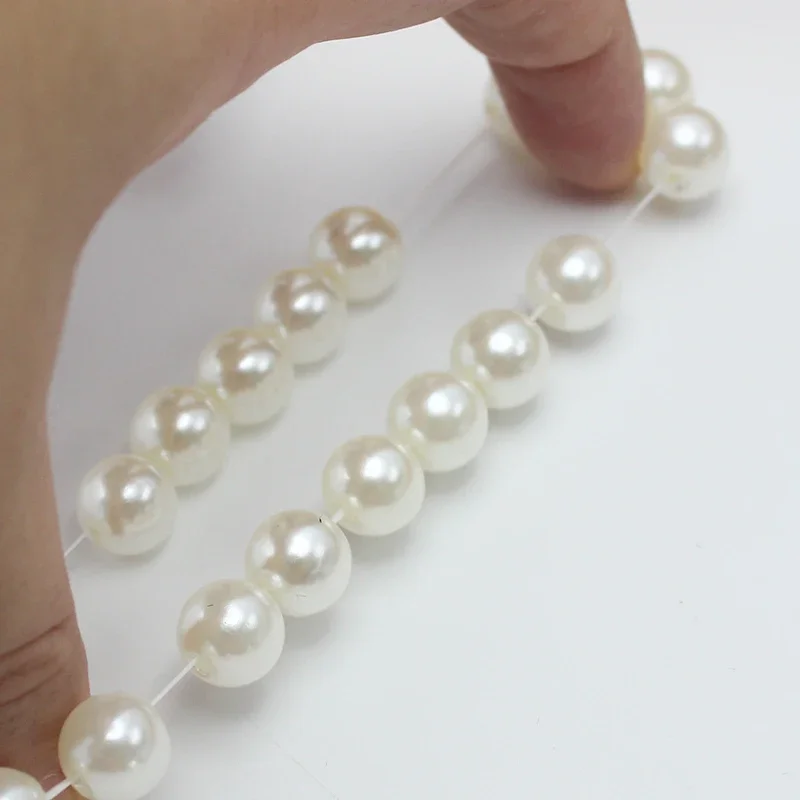 Trend 4-10mm Beige Imitation Pearl Beads Free Adjust Elastic Bracelet for Women Various Sizes Customizable Wedding Gift