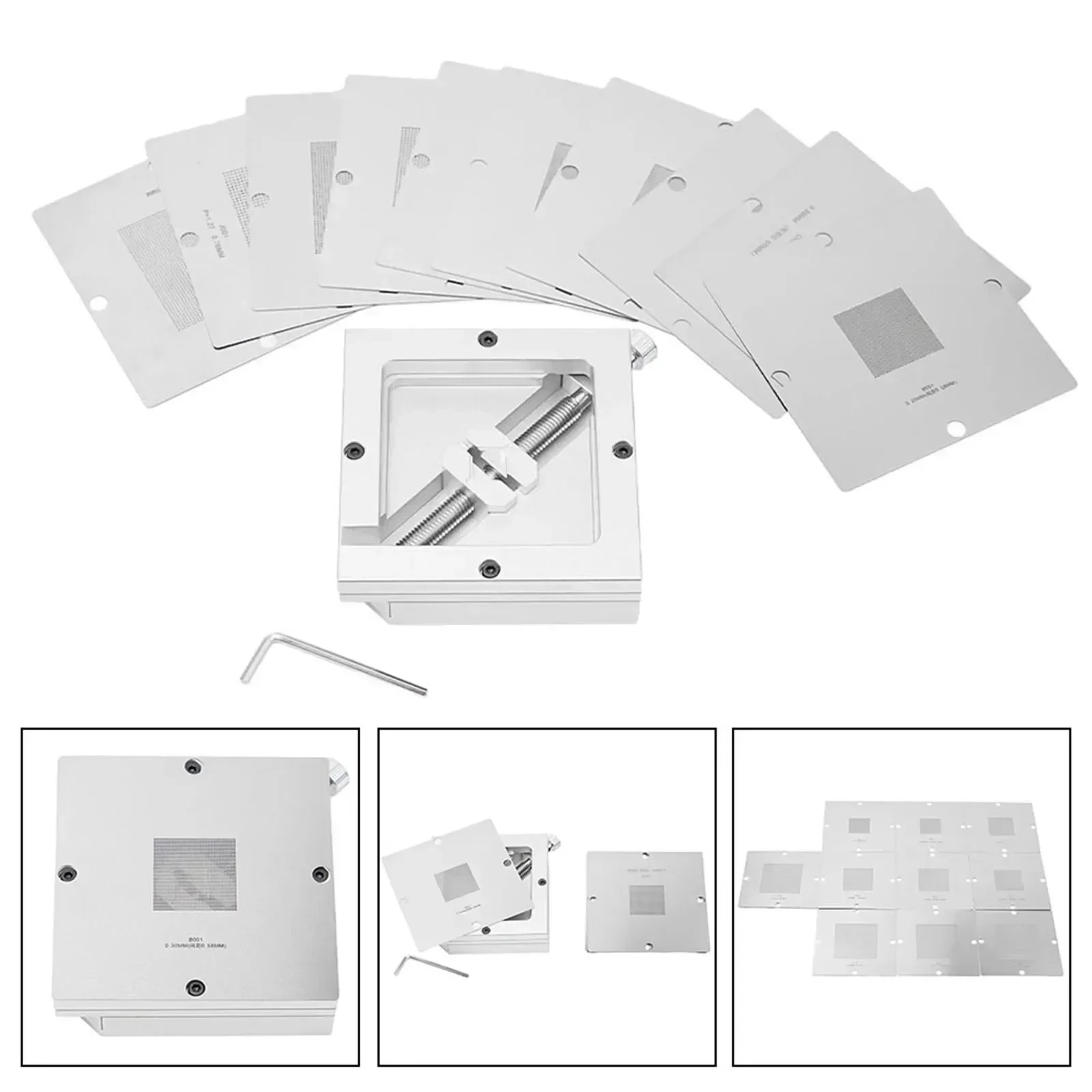 Imagem -05 - Kit de Reballing Bga 90 mm Gabarito de Fixação de Estação de Reball com 10 Peças Conjunto de Estêncil Universal para Reparo de Modelo Pcb Preciso Ferramenta Cnc