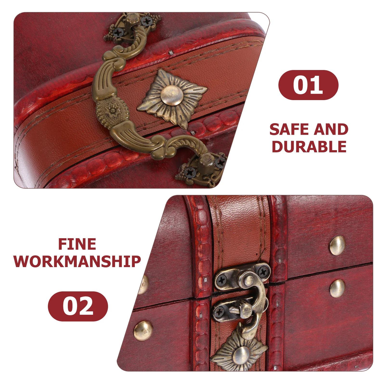 

1pcs Wooden Storage Box Vintage Style Large Capacity Smooth Anti-Rust Container For Jewelry Photos Crafts Home Decor Desktop