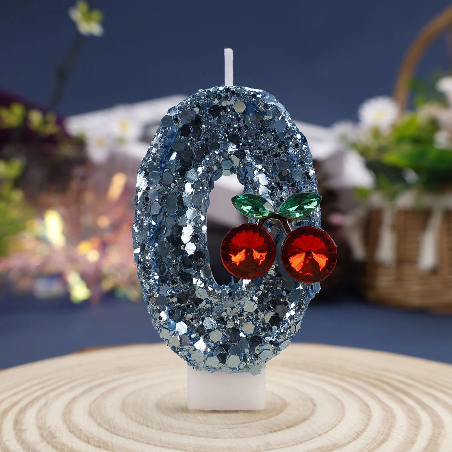 Retro sequined cherry number candles - Deep sea blue birthday candles, festival commemorative candles, party gifts