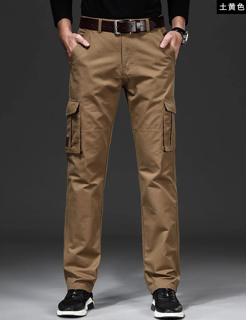Casual Mens Cargo Pants  Baggy Clothing Multiple Pockets Khaki Black Safari Work Pants Tactical Military Trousers Pants for Male