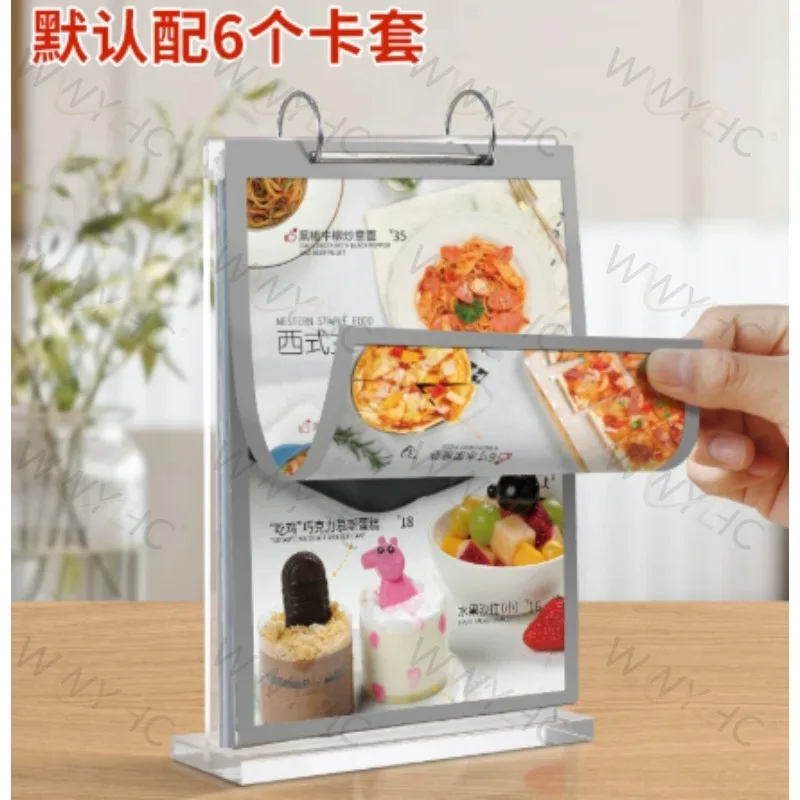 Rotatable Loose-leaf Acrylic Display Stand Suitable for A5 A4 Desktop Order Table Sign Card