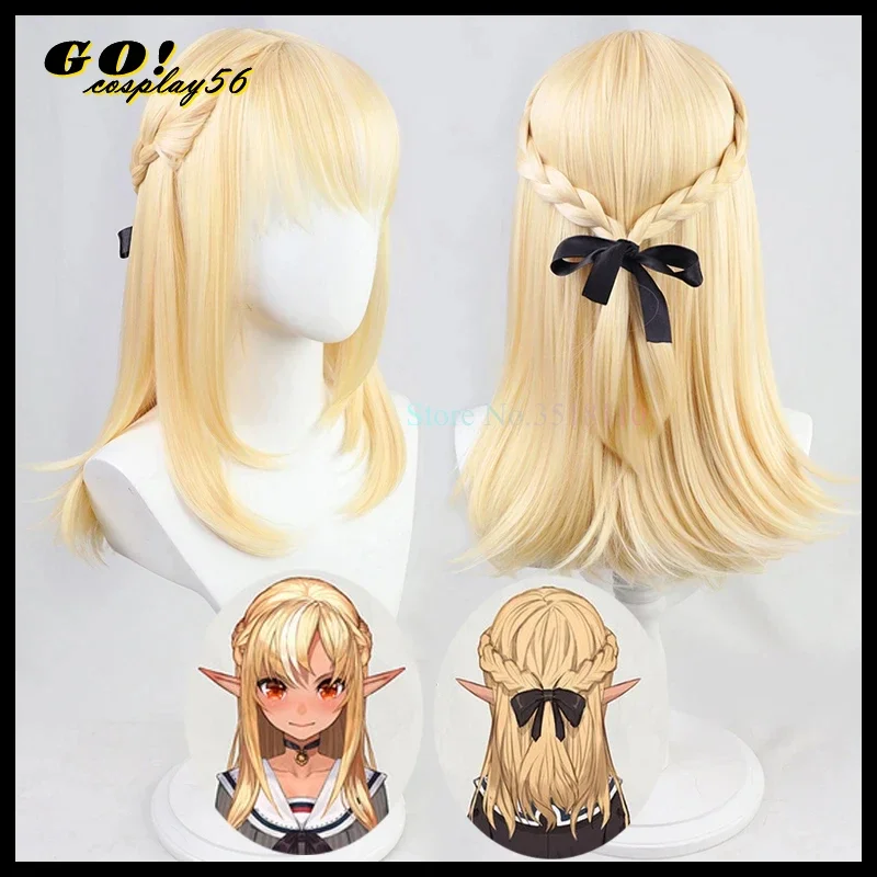 VTuber Shiranui Flare Wig Hololive Youtuber Girls Cosplay Blonde Braided Straight Heat Resistant Hair