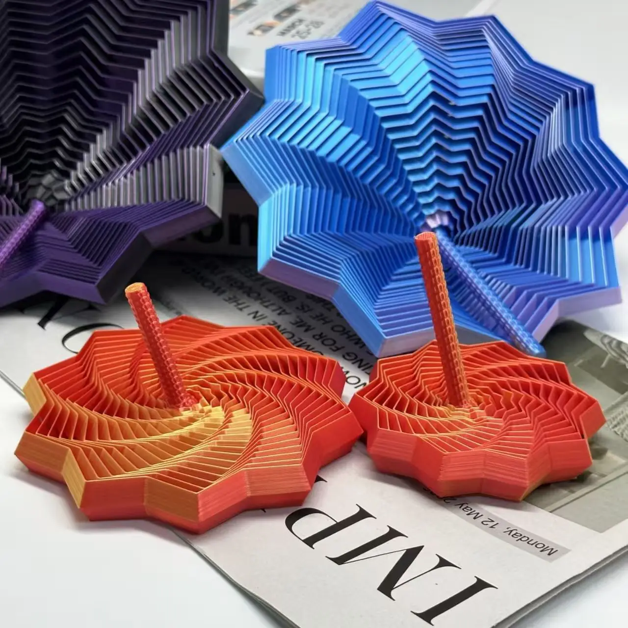 3D Carrot Tower Printed Spiral Fidget Tower, Colorful Expandable Star Sensory, Stress Relief Anti‑Anxiety Fidget Gift Adults