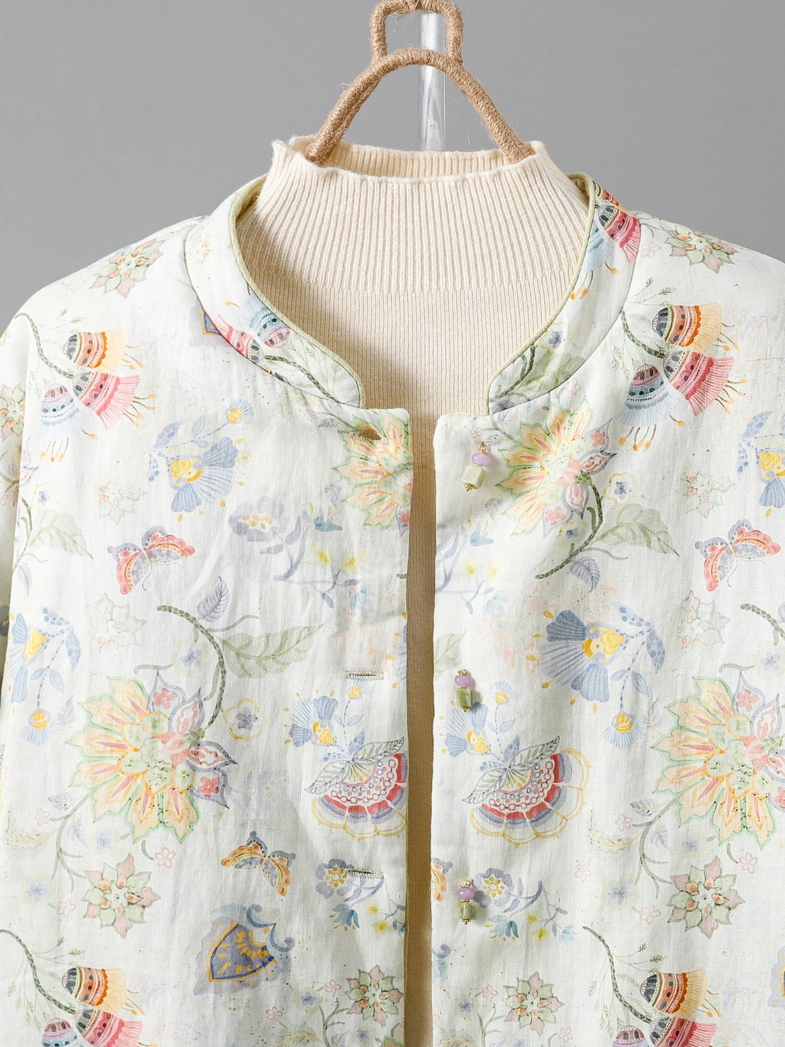 

Double-Sided Wear Retro Chinese Sle Thiened Cotton Jaet Women's Winter New Faion Printed Cotton Coat Stand Collar Lon...