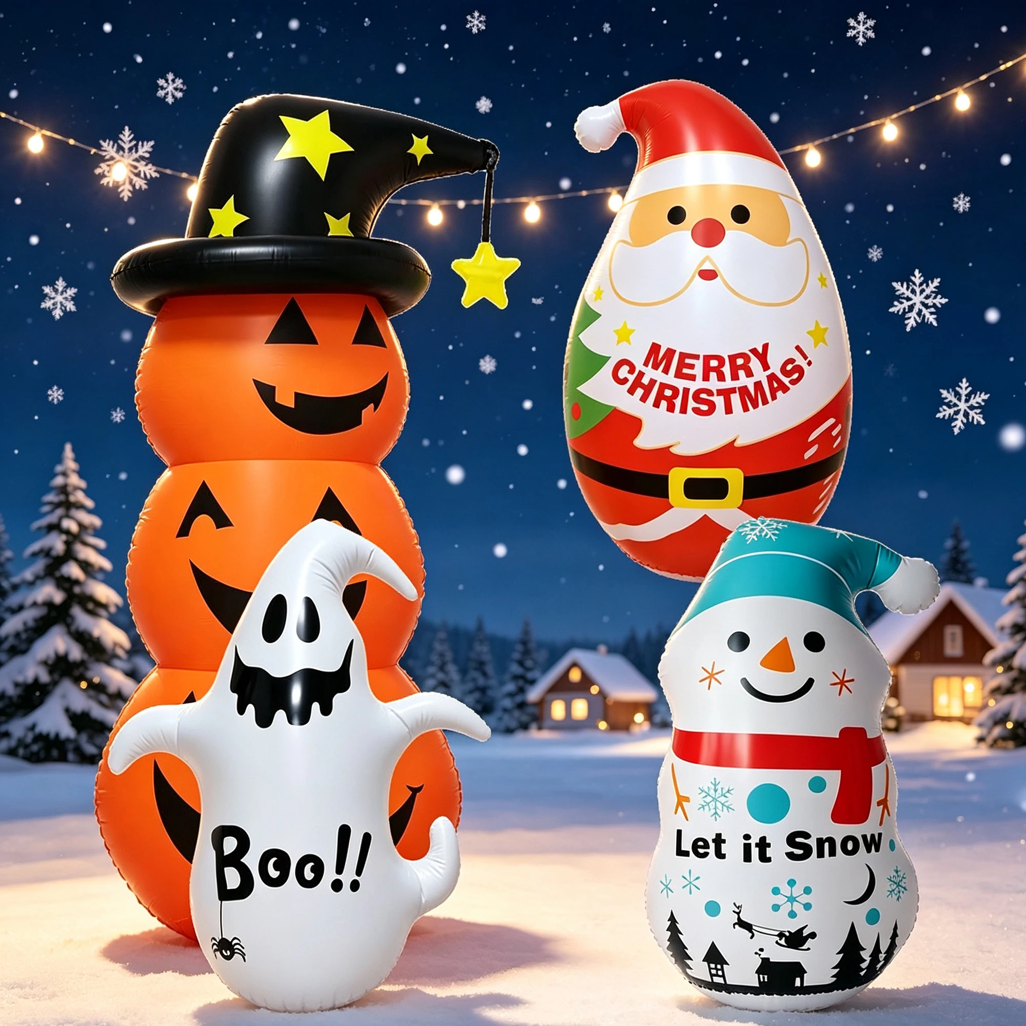 Christmas Halloween Inflatable Tumbler Toy Pumpkin Ghost Santa Snowman Inflatable Punching Holiday Party Outdoor Yard Decoration