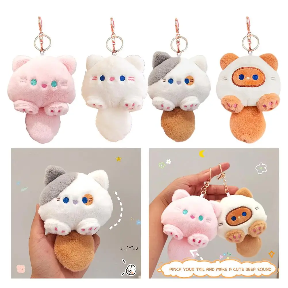 Cute Casual Cat Plush Doll Keychain Pendant Kawaii Soft Bag Stuffed Sound Doll Pendant Keychain Car Cat With Animal Plush U0P1