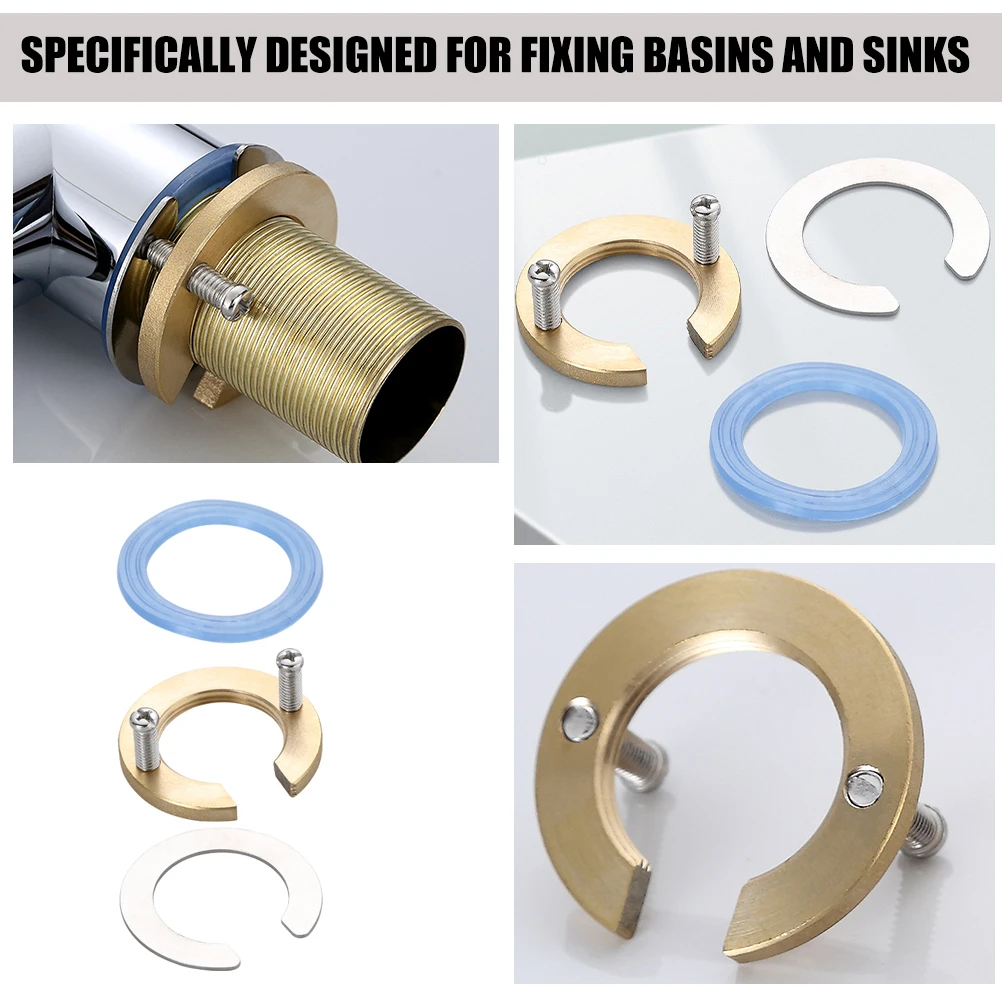 

2 Sets Faucet Nut Silicone Metal AntiLoose Cap Kitchen Sink Basin Washer Circlip Fastening Set for Faucet Mounting Hardware