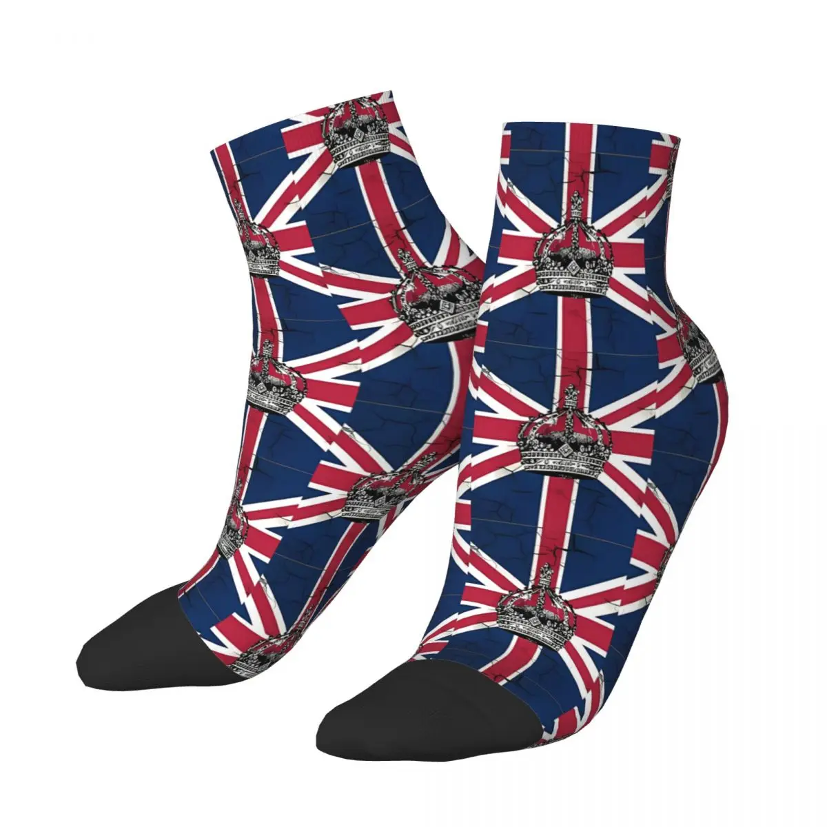 British Union Jack Flag Jubilee Vintage Crown Ankle Socks Male Mens Women Winter Stockings Polyester