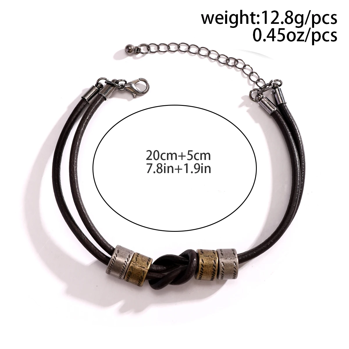 Lacteo Hip Hop Cylindrical Beads Charm Necklace for Men PU Leather Rope With Tie a knot Choker Neck Chain Jewelry Punk New