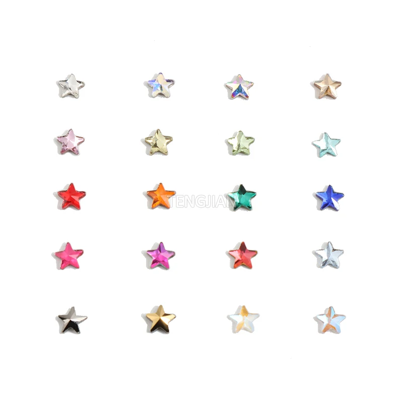 New 20Color Star 5MM Glass Crystal Flat Back Nail Art Rhinestone DIY Manicure Decoration Accessories Diamond 30/100Pcs