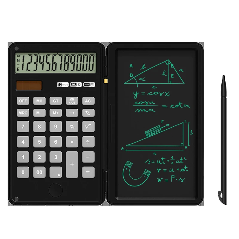 Electronic Memo Pad Calculator with Calculator 12 Digits Simple Calculator Multi-functional 6.5 Inches Digital Memo Learning