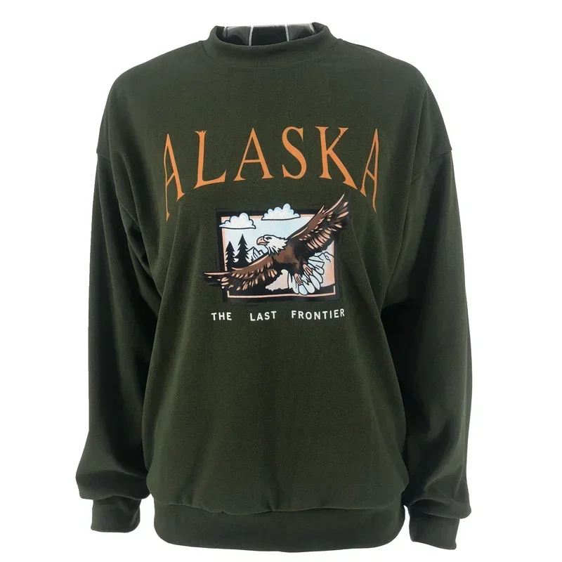 Sudaderas con capucha de lana para mujer, suéter de manga larga con cuello redondo, holgado, Estilo Vintage, S-3XL e informal, para otoño e invierno, novedad