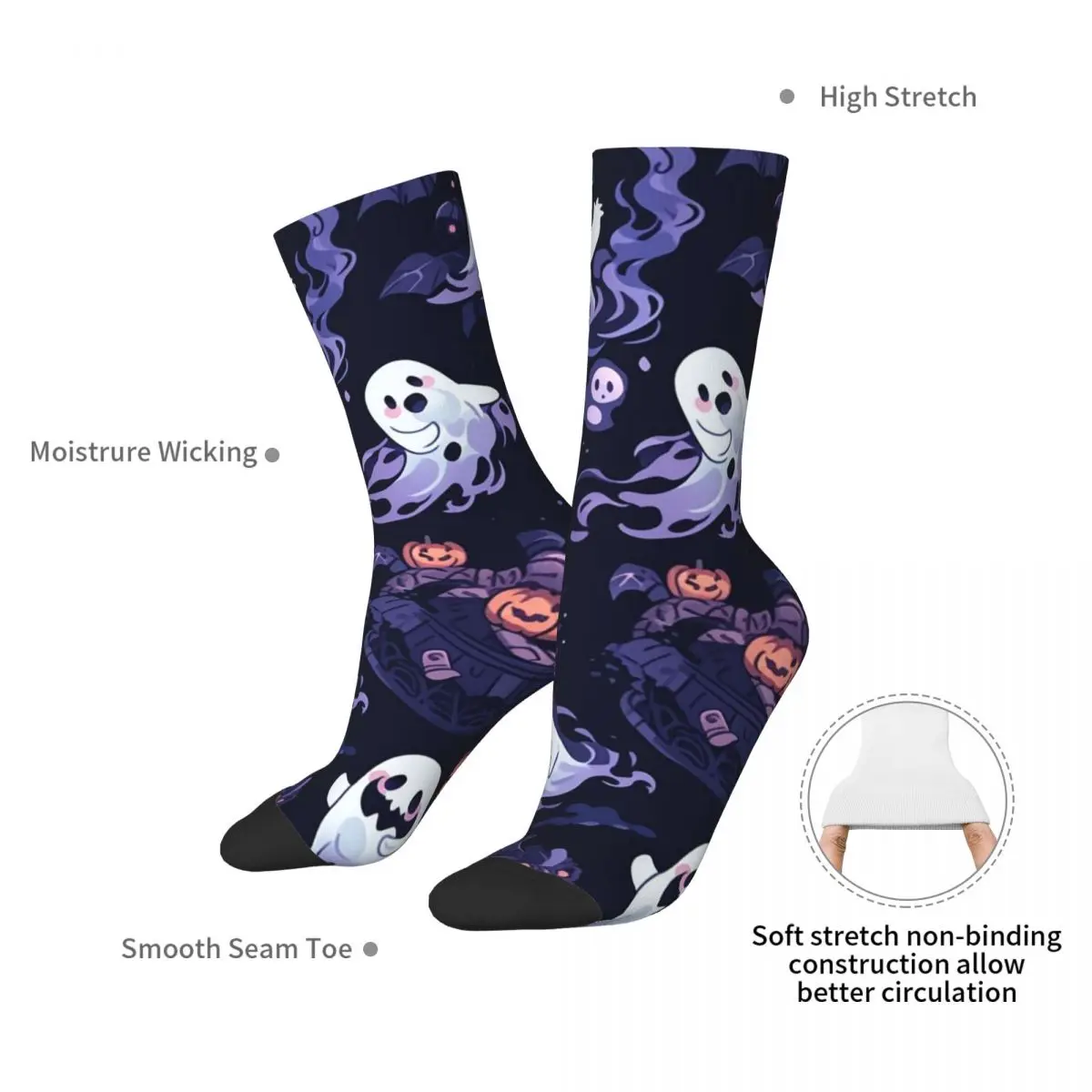 Ghost Pumpkin Halloween Socks Harajuku Super Soft Stockings All Season Long Socks Accessories for Man's Woman's Birthday Present