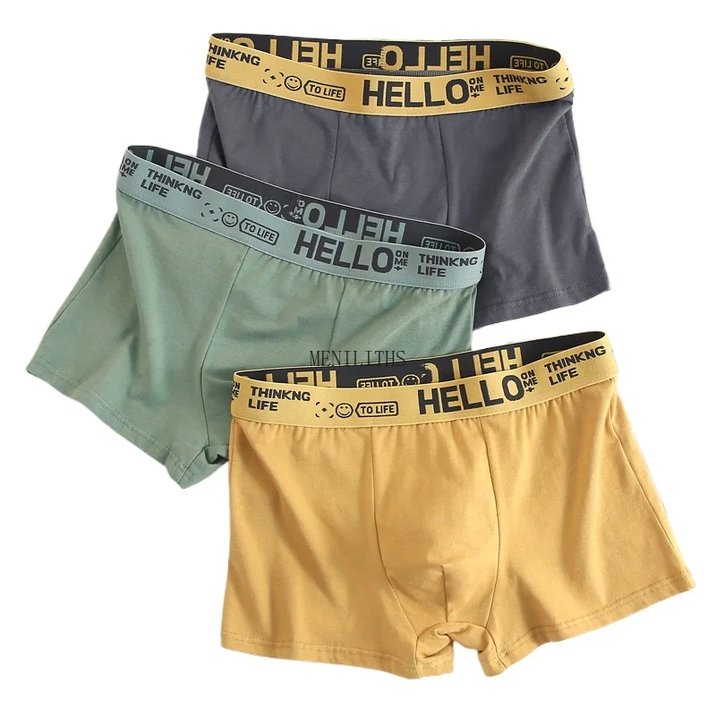 

3Pcs Men Panties Cotton Loose Breathable Large Size Man Underwear Pants Teen Sports Short Pants bóxeres Shorts Boxershorts Men