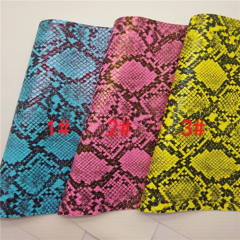 Amonglitter Pastel Colors Python Synthetic Leather, Snake Faux Leather Fabric Sheets for DIY Bows Bags 21x29cm A4 size MB440