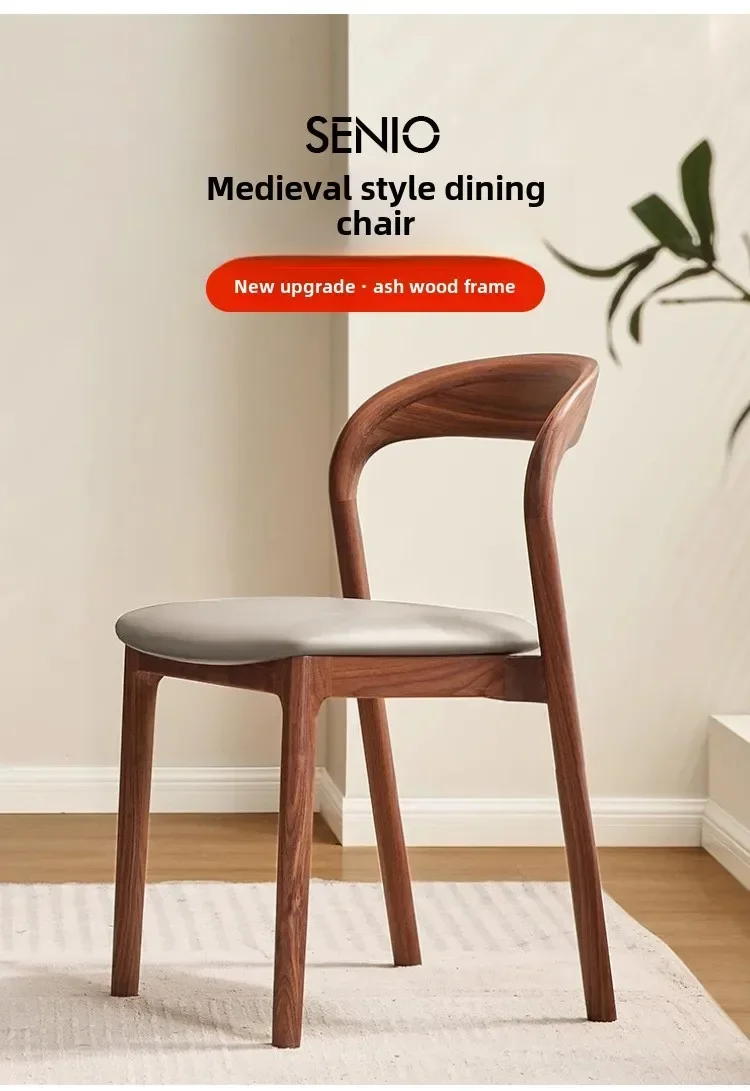 Solid wood dining chair Wabi-Sabi wood backrest chair Simple home stool hotel superior sense designer restaurant chair