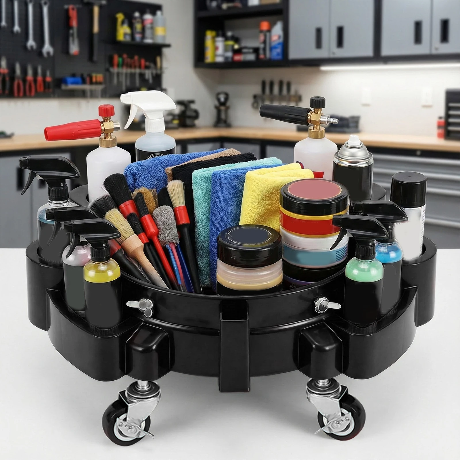 

Rolling Bucket Dolly with Wheels Heavy Duty Mobile Dolly Cart for Garage (Black)