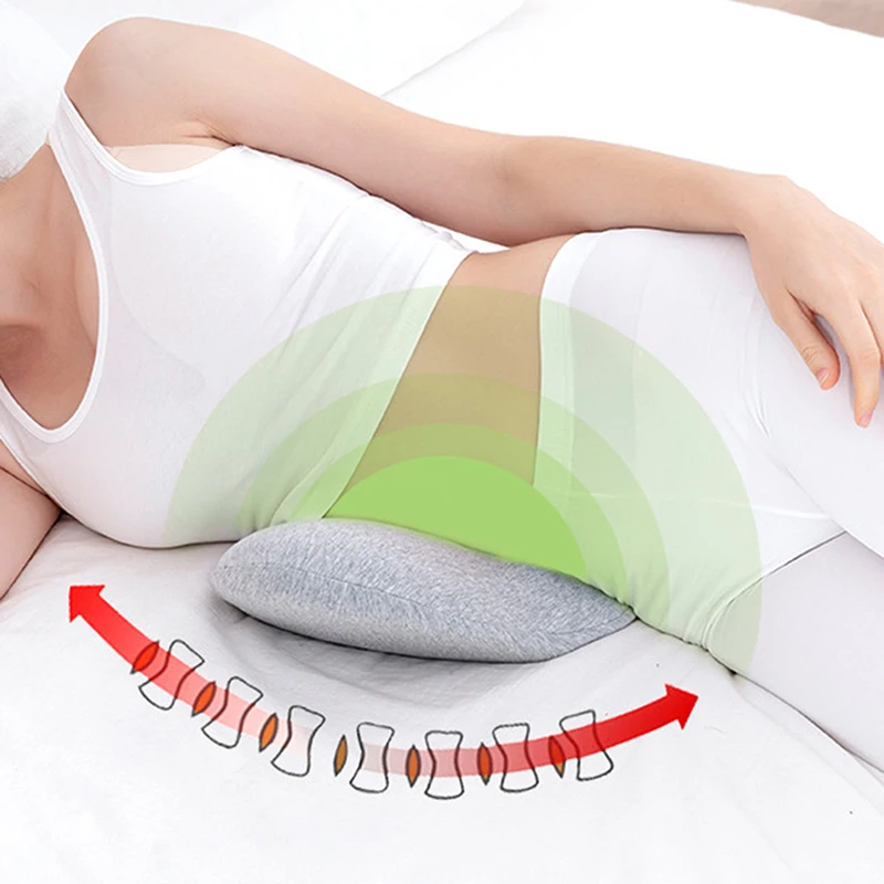 Memory Foam Lumbar Pillow Rollable Pregnant Waist Pad Washable Lumbar Support Backrest Mat Bed Cushion Detachable Back Pillow