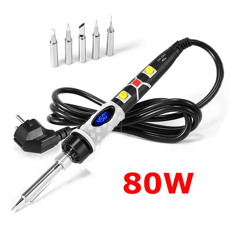 80W Solder Iron Kit Electric Soldering Tools Tips Adjustable Temperature Gas soldering heat repaire tools set welding Station