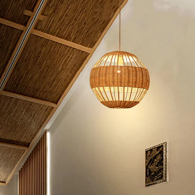 

Modern Pendant Light Round Rattan Lighting Homestay Hotel Restaurant creative Hanging Lamp Bedroom Living Room Decor Chandeliers