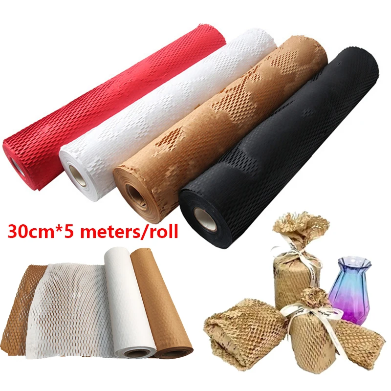 30cm*5 Meters Honeycomb Kraft Paper Rolls Express Package Filler Paper Bouquet Gift Box Liner Eco-friendly Wrapping Paper