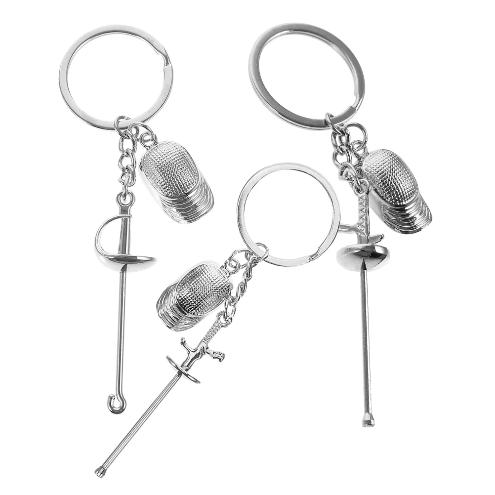 

3pcs Keychain Silver Fencing Keychain Zinc Alloy Souvenir Event Giveaway Handbag Charm Sport Keepsake Graduation Gift