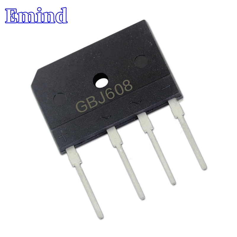 5Pcs GBJ608 Bridge Rectifier 6A/800V GBJ6K Bridge Stack Can Cut GBJ Footprint Flat Bridge