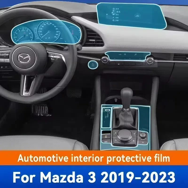 For MAZDA 3 2019-2023 Car Interior Center Console GearBox Panel Navigation Transparent TPU Protective Film Anti-scratc